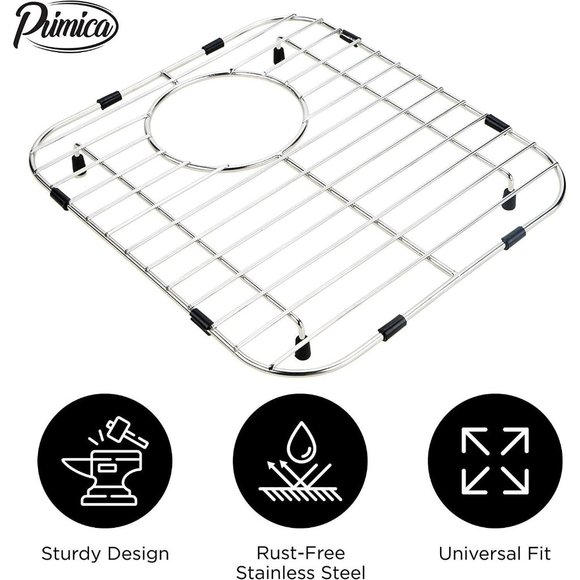 Kitchen Sink Bottom Grid Protector Stainless Steel 13.1 x 11.6 inch Rear Drain - Picture 4 of 6